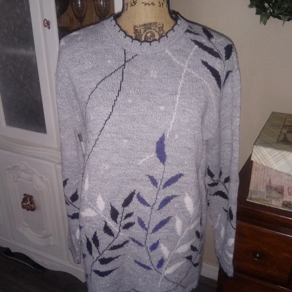 Classic Elements Grey, Black And Blue Sweater - image 1
